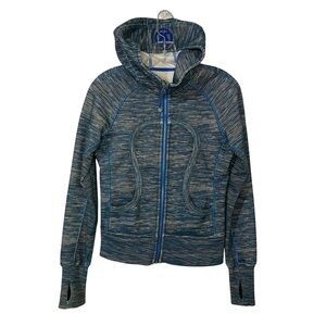Lululemon Scuba Hoodie Full Zip Heathered Blue Grey White Size 4